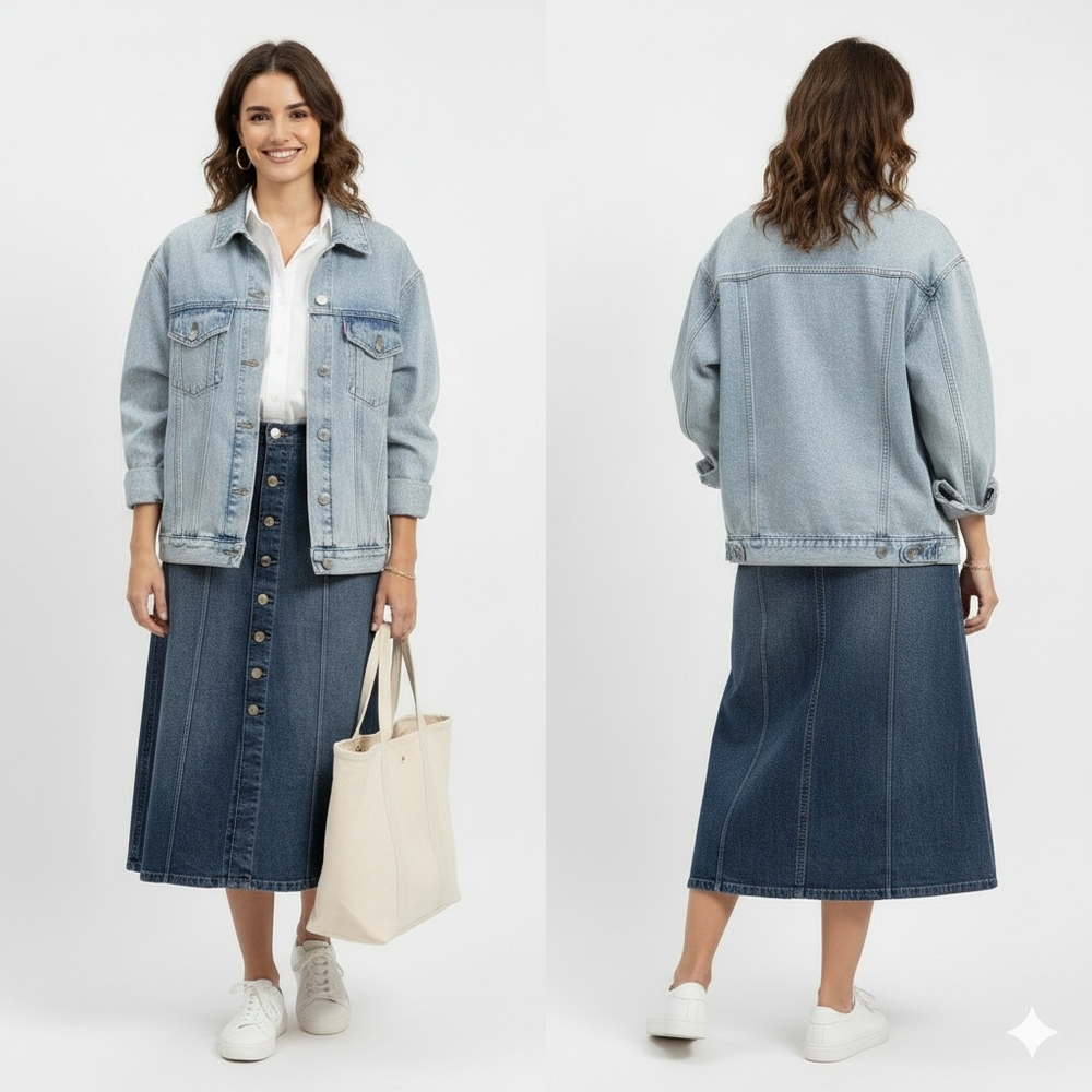 DL1961 Alma A-Line Denim Midi Skirt Size 26 (Fits like US 27/28) - Picture 3 of 8